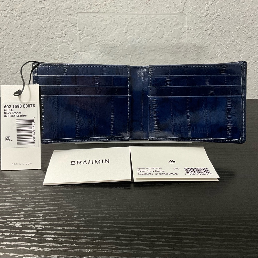 Brahmin Billfold NAVY BRONCO Men’s Wallet in An EEL Print Leather